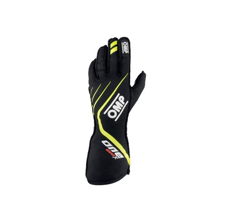 OMP One Evo X Gloves Black/Fluorescent Yellow - Size L (Fia 8856-2018)