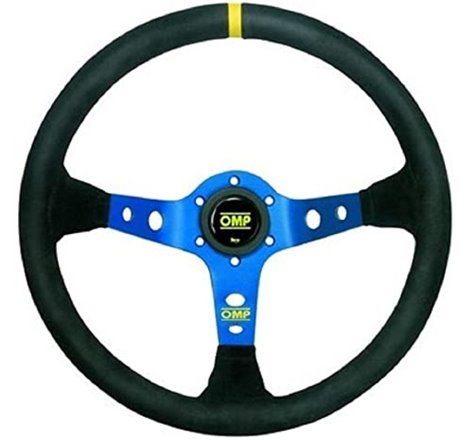 OMP Corsica Dished Steering Wheel Suede 3 Blue Anod