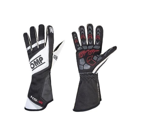 OMP KS-1R Gloves Black/White/Silver - Size L