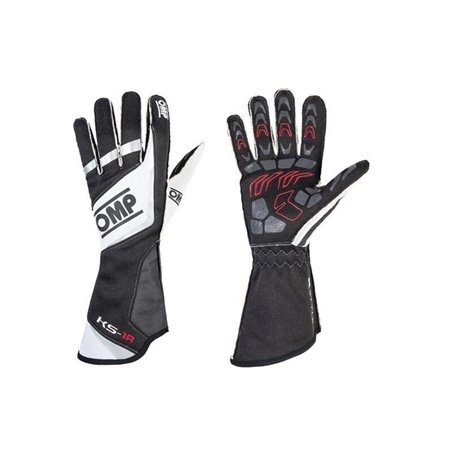 OMP KS-1R Gloves Black/White/Silver - Size L