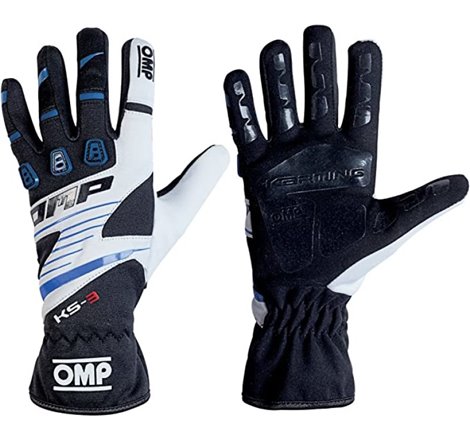 OMP KS-3 Gloves Black/W/Blue - Size Xs