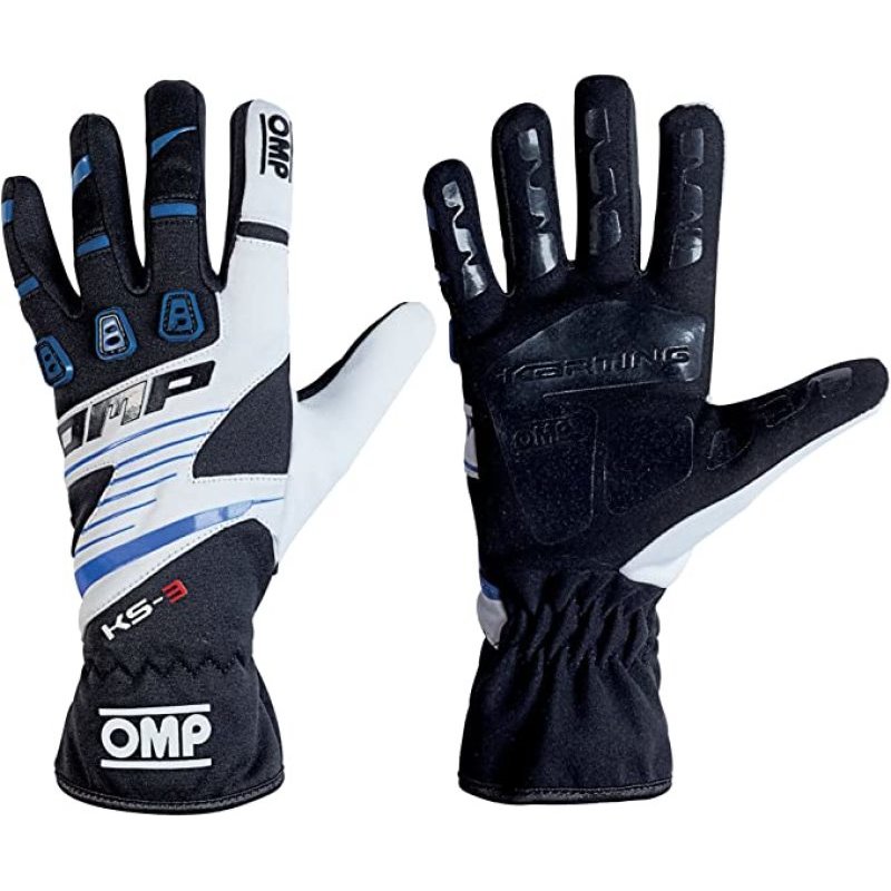 OMP KS-3 Gloves Black/W/Blue - Size Xs