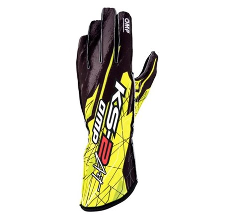 OMP KS-2 Art Gloves Black/Yellow - Size XS