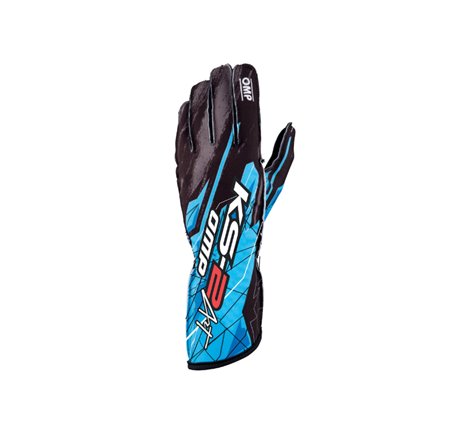 OMP KS-2 Art Gloves Black/Cyan - Size XS