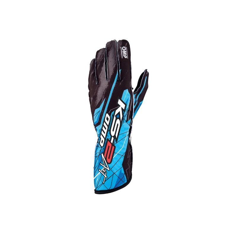 OMP KS-2 Art Gloves Black/Cyan - Size XS