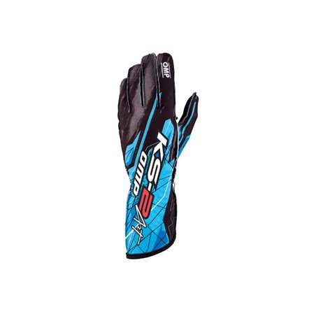 OMP KS-2 Art Gloves Black/Cyan - Size XS