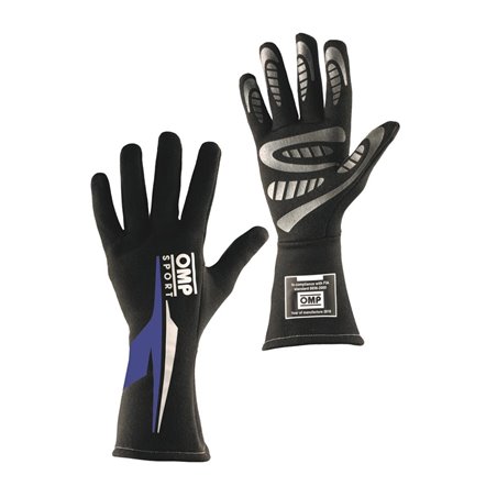 OMP Os 60 Gloves Black/- Large (Blue) (Fia/Sfi)