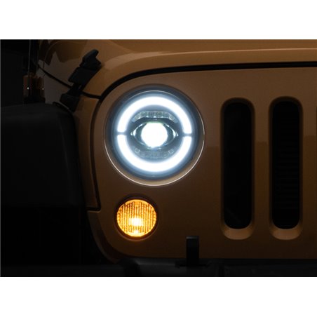 Raxiom 07-18 Jeep Wrangler JK Axial Series LED Headlights- Black Housing (Clear Lens)