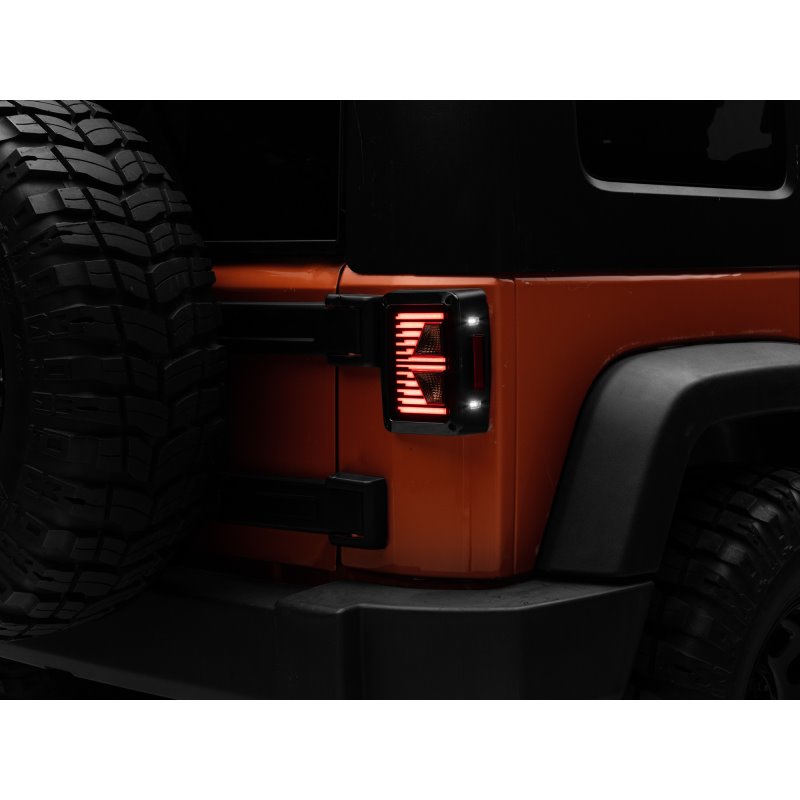 Raxiom 07-18 Jeep Wrangler JK Axial Series Vision LED Tail Lights- Black Housing (Smoked Lens)