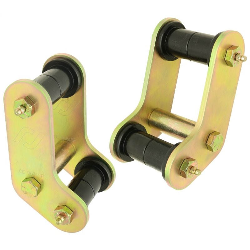 RockJock YJ Boomerang Leaf Spring Shackles Rear w/ Urethane Bushings HD Greasable Bolts Pair