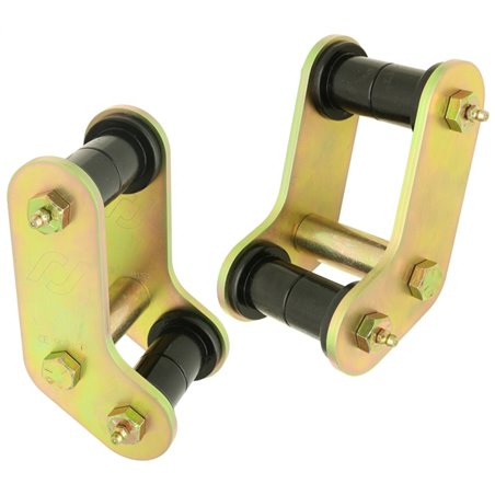 RockJock YJ Boomerang Leaf Spring Shackles Rear w/ Urethane Bushings HD Greasable Bolts Pair