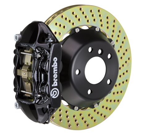 Brembo 12-15 335i/335i xDrive (Excl MSport Brakes) Rr GT BBK 4Pis Cast 345x28 2pc Rtr Drill-Black