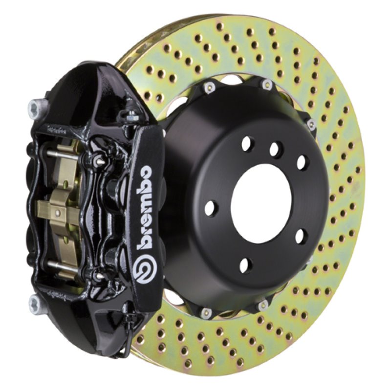 Brembo 12-15 335i/335i xDrive (Excl MSport Brakes) Rr GT BBK 4Pis Cast 345x28 2pc Rtr Drill-Black