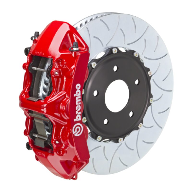 Brembo 15-19 VW Golf R/15-20 Audi S3 Front GT BBK 6 Piston Cast 350x34 2pc Rotor Slotted Type3- Red