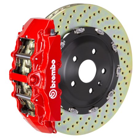 Brembo 11-23 Charger w/V8 Exc AWD/SRT8 Fr GT BBK 6Pis Cast 380x34 2pc Rotor Drilled-Red