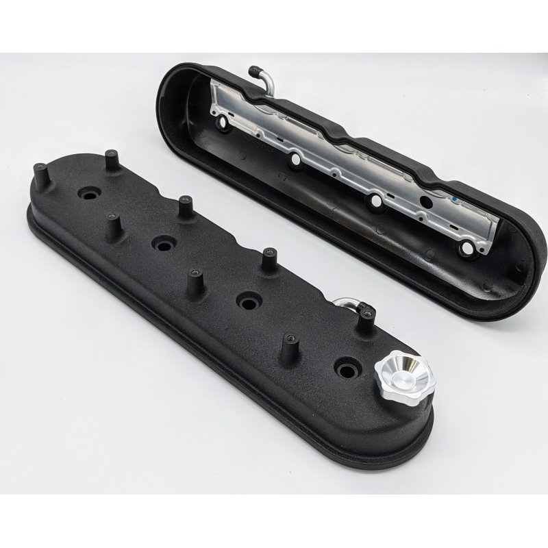 Granatelli 96-22 GM LS Tall Valve Cover w/Angled Coil Mounts - Black Wrinkle (Pair)