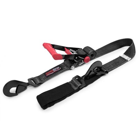 SpeedStrap 2In x 8Ft Ratchet Tie Down w/ Twisted Snap Hooks & Axle Strap Combo - Black