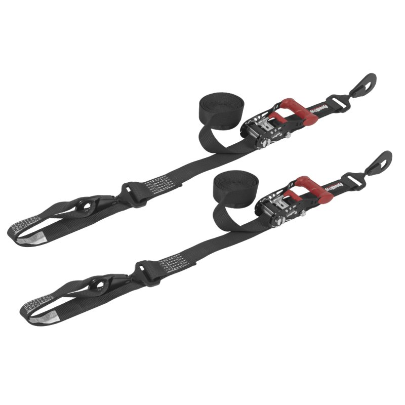 SpeedStrap 1 1/2In x 10Ft Ratchet Tie-Down w/ Soft-Tie (2 Pack) - Black