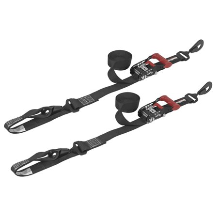 SpeedStrap 1 1/2In x 10Ft Ratchet Tie-Down w/ Soft-Tie (2 Pack) - Black