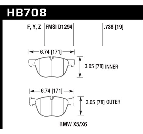 Hawk 18-19 BMW X6 xDrive35i 3.0L HPS 5.0 Front Brake Pads