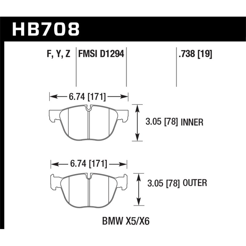 Hawk 18-19 BMW X6 xDrive35i 3.0L HPS 5.0 Front Brake Pads