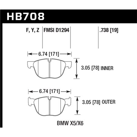 Hawk 18-19 BMW X6 xDrive35i 3.0L HPS 5.0 Front Brake Pads