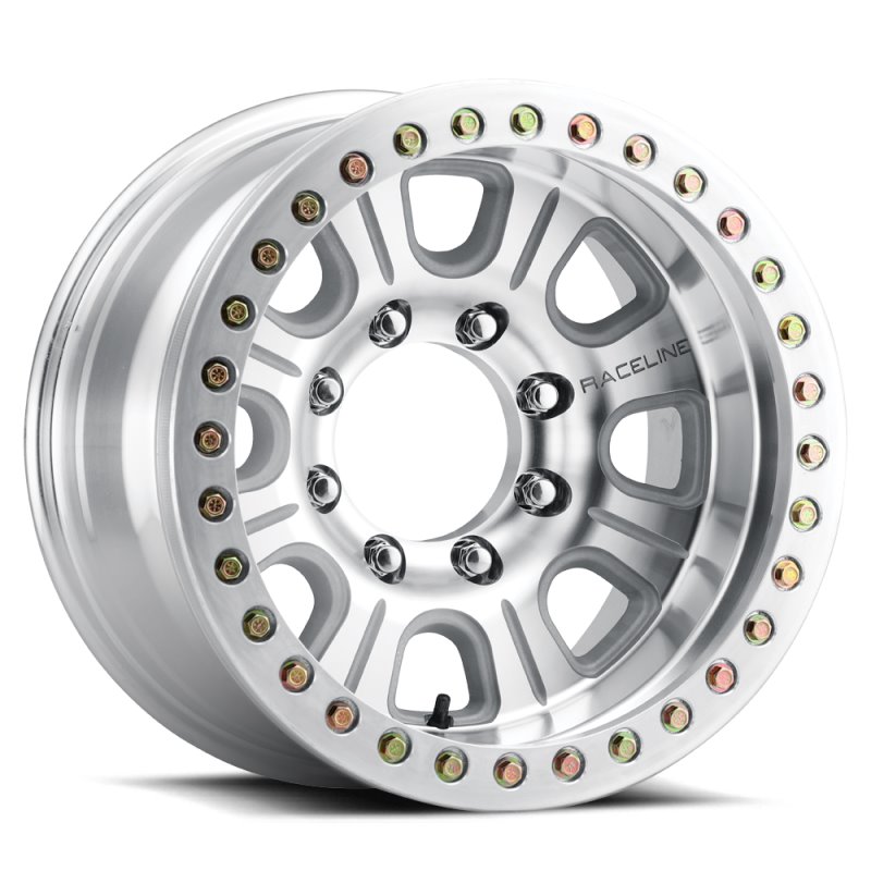 Raceline RT233 Monster 17x9.5in / 6x139.7 BP / -32mm Offset / 107.95mm Bore- Machined Beadlock Wheel