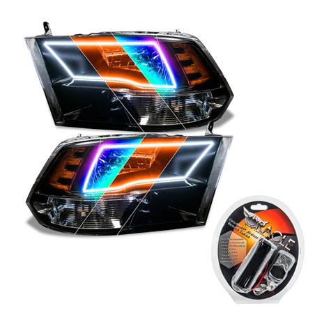 Oracle Lighting 09-18 RAM 1500 Sport ColorSHIFT Halo Headlights - Blk Housing w/RF Controller