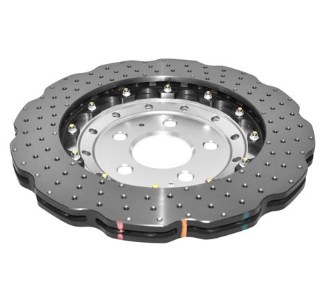 DBA 2014+ Audi RS Q3  Front 5000 Series Cross Drilled & Dimpled Rotor w/Clear Anodised Hat