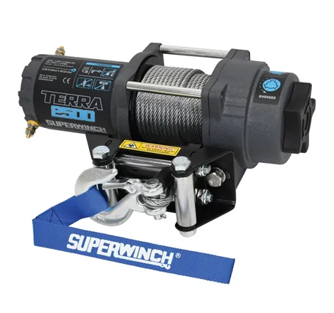 Superwinch 2500 LBS 12V DC 3/16in x 40ft Steel Rope Terra 2500 Winch - Gray Wrinkle