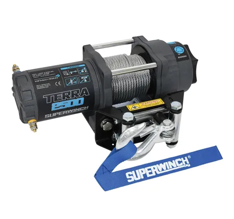 Superwinch 2500 LBS 12V DC 3/16in x 40ft Steel Rope Terra 2500 Winch - Gray Wrinkle