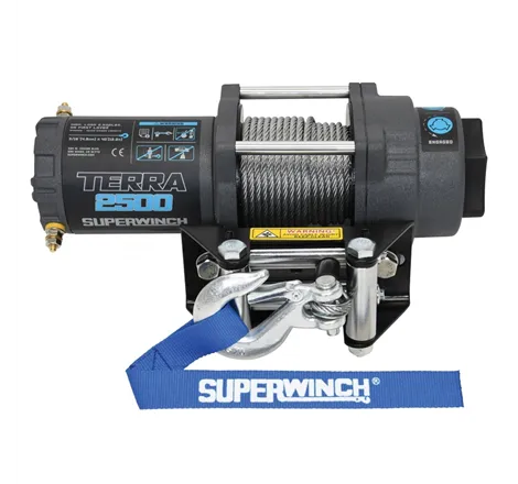 Superwinch 2500 LBS 12V DC 3/16in x 40ft Steel Rope Terra 2500 Winch - Gray Wrinkle