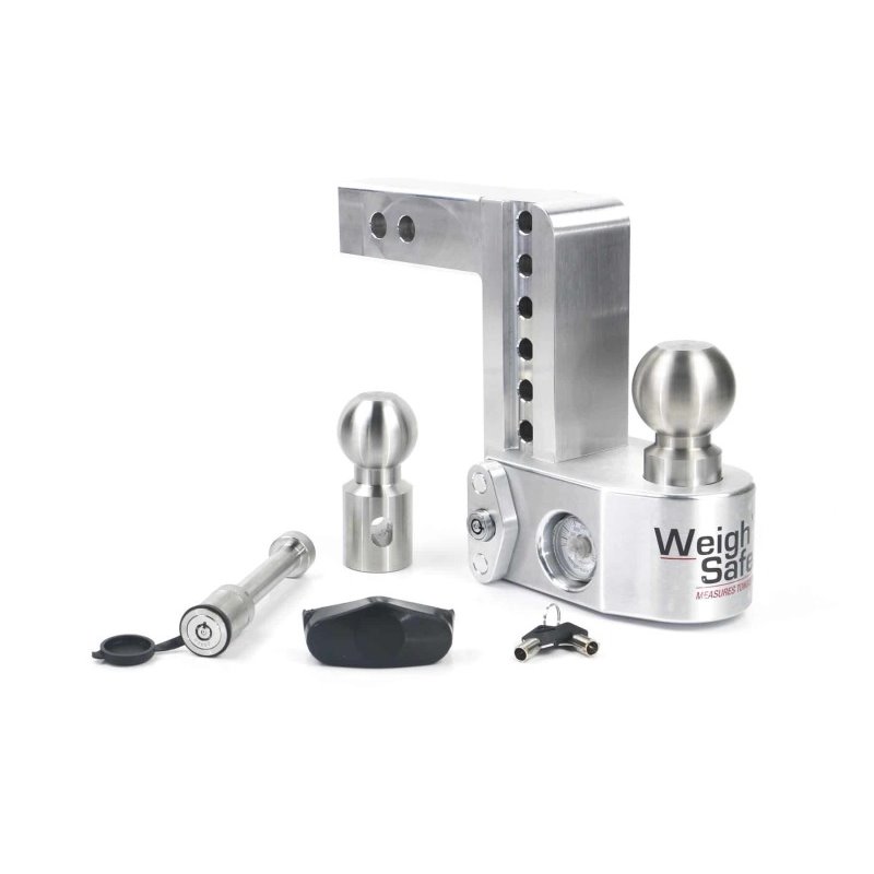 Weigh Safe 6in Drop Hitch w/Built-in Scale & 2in Shank (10K/12.5K GTWR) w/WS05 - Aluminum