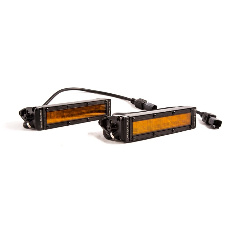 Diode Dynamics 6 In LED Light Bar Single Row Straight SS6 - Amber Wide Light Bar (Pair)