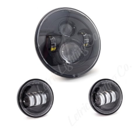 Letric Lighting 7? LED Black Premium Headlight with (2) 4.5? Black Passing Lamps