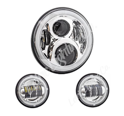 Letric Lighting 7? Full-Halo Chrome LED Headlight with (2) 4.5? Full-Halo Chrome Passing Lamps