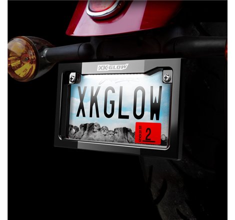 XK Glow Motorcycle License Plate Frame Light w/ White LED - Black