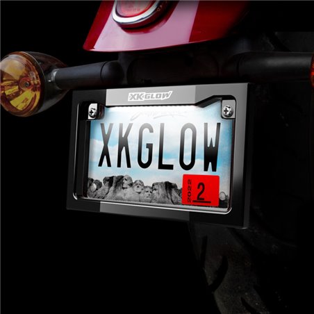 XK Glow Motorcycle License Plate Frame Light w/ White LED - Black