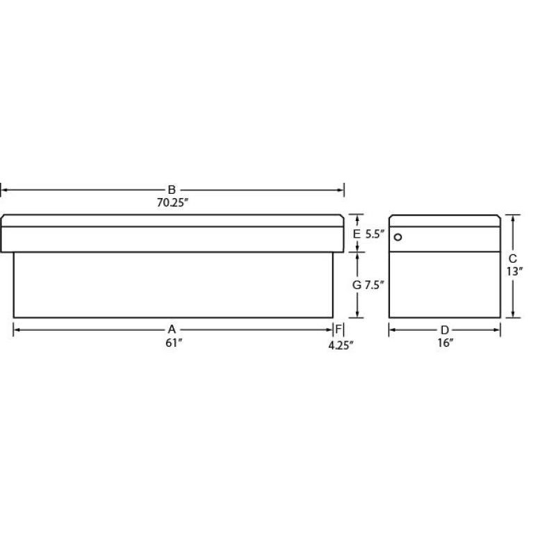 Tradesman Aluminum Economy Cross Bed Truck Tool Box (70in./Front Opening) - Brite