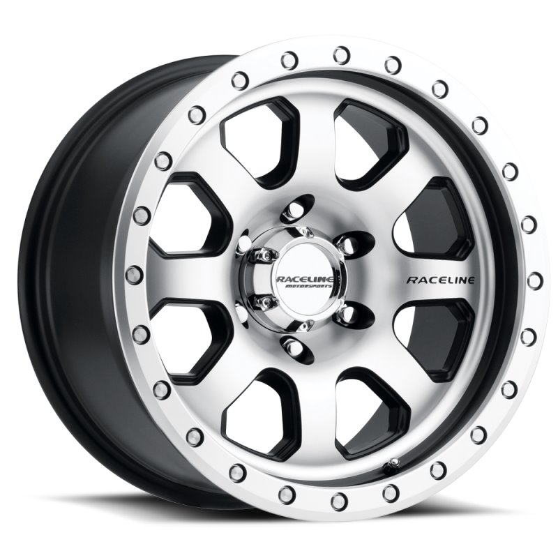 Raceline 929M Avenger 17x9in / 5x127 BP / -12mm Offset / 83.82mm Bore - Black & Machined Wheel