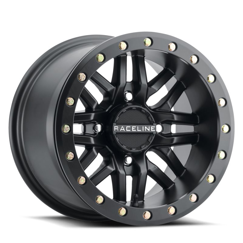 Raceline A91B Ryno 15x10in / 4x156 BP / 0mm Offset / 132.5mm Bore - Satin Black Beadlock Wheel