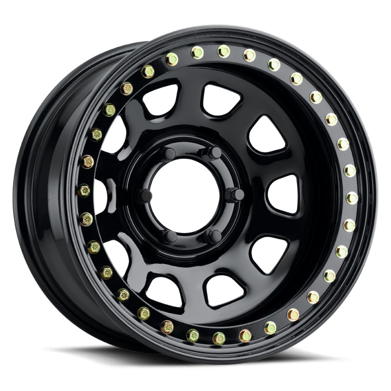 Raceline RT51 Daytona Rock 15x8in/6x139.7 BP/-19mm Offset/107.95mm Bore - Gloss Black Beadlock Wheel