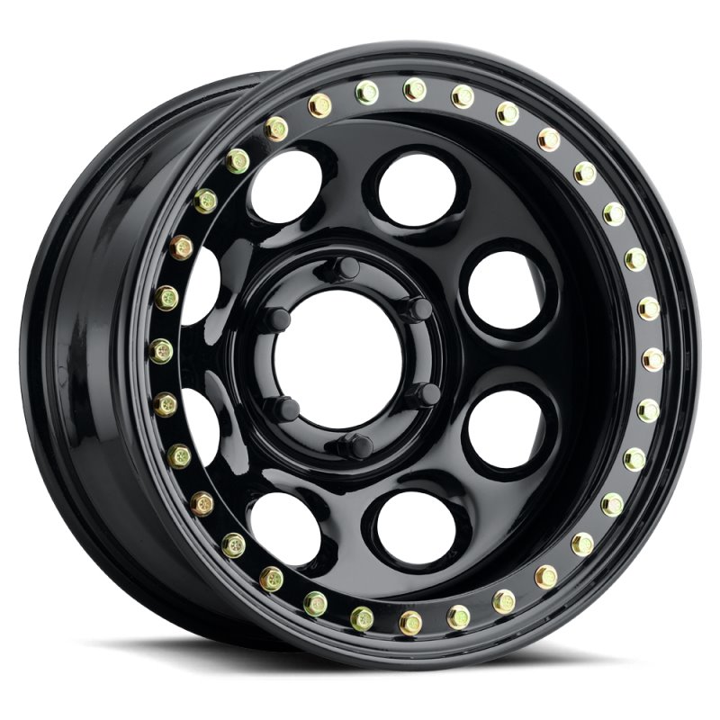 Raceline RT81 Rock 8 15x10in / 5x114.3 BP / -44mm Offset / 83.82mm Bore - Gloss Black Beadlock Wheel