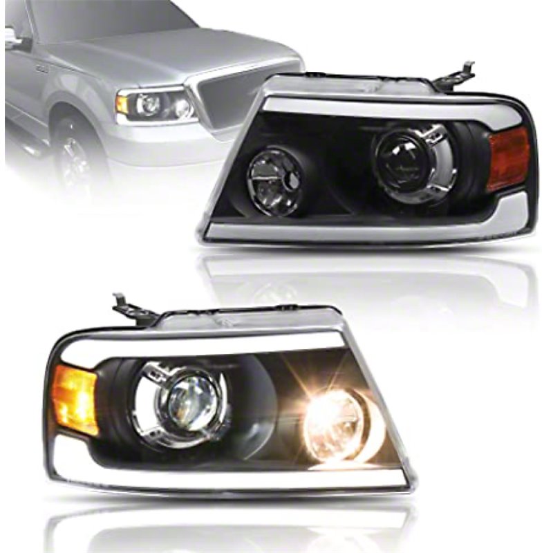 Raxiom 04-08 Ford F-150 Axial Series LED Projector Headlights- Blk Housing (Clear Lens)