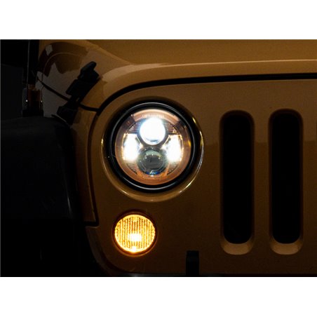 Raxiom 07-18 Jeep Wrangler JK 7-In LED Headlights Orange Housing- Clear Lens