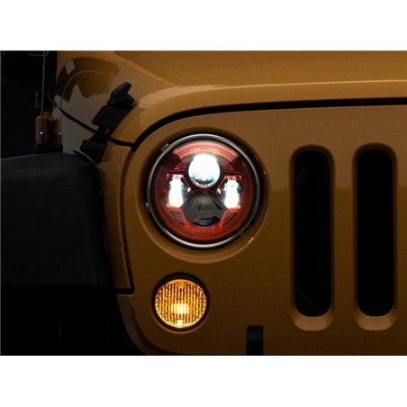 Raxiom 07-18 Jeep Wrangler JK 7-In LED Headlights- Red Housing- Clear Lens