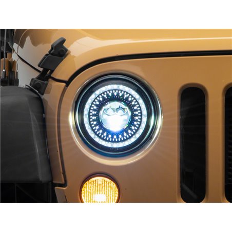 Raxiom 07-18 Jeep Wrangler JK Axial Series 7-In Dragon Eye LED Headlights- Blk Housing (Clear Lens)