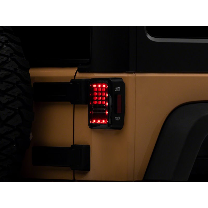 Raxiom 07-18 Jeep Wrangler JK Axial Series LED Tail Lights- Blk Housing (Clear Lens)