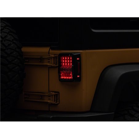 Raxiom 07-18 Jeep Wrangler JK Axial Series Lux LED Tail Lights- Blk Housing (Clear Lens)