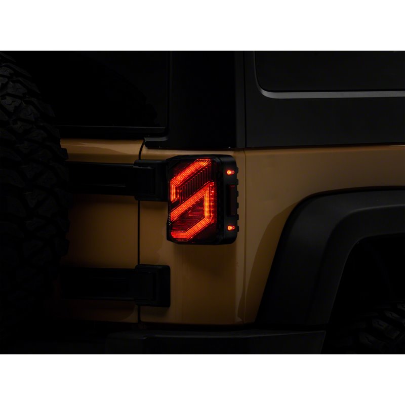 Raxiom 07-18 Jeep Wrangler JK Axial Series Trident LED Tail Lights- Blk Housing (Clear Lens)